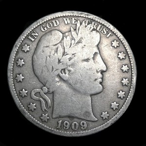 1909 Barber Liberty Head Silver Half Dollar. Solid Fine. #5853
