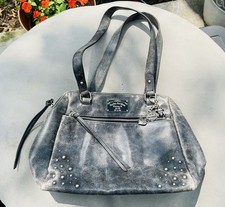 Vintage Harley Davidson Women s Black Leather Studded Charms Purse/Rayon Liner