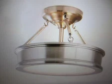 Home Decorators Grafton 15 in. 3-Light Brushed Nickel Semi Flush Mount Light