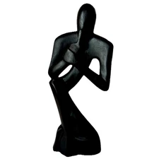 Man 14” Wooden Figure Hand Carved In Ghana Office Shelf Decor