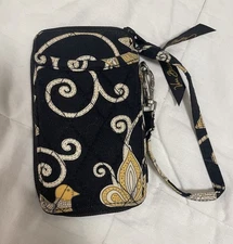 Vera Bradley Retired Yellow Bird All In One Wristlet Wallet Clutch ID Window Zip