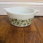 Pyrex Casserole 1 1/2Pint  Crazy Daisy Spring Blossom Green on White No Lid