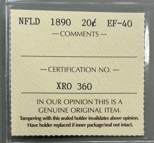 1890 Newfoundland 20 cents - ICCS XF40   C6 - Bild 3 von 4