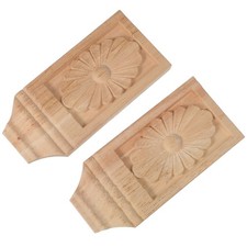 2 St&uuml;ck Holzkonsolen, 15,2 x 7 cm, geschnitzt, unbemalt, M&ouml;belst&uuml;tzen f&uuml;r