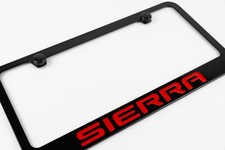 GMC SIERRA Engraved License Plate Frame Premium Black Metal USA Made