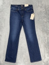 NYDJ Marilyn Straight Jeans Womens 6P Blue Dark Wash Mid Rise Stretch Denim