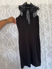 Black Lace High Neck Sleeveless Bodycon Dress Size M
