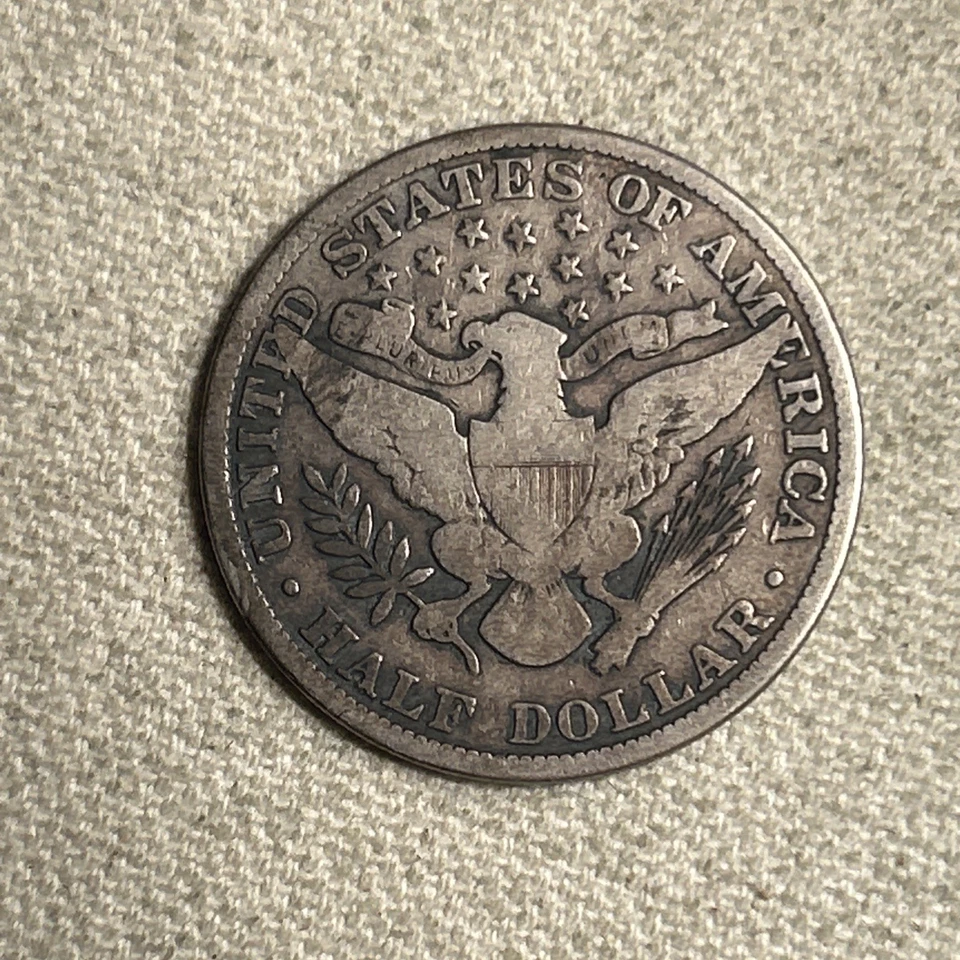 1913P 1913 P Barber 90% SILVER HALF DOLLAR 50C Cent Fifty 1/2 Philadelphia VG TL - Image 2 of 2