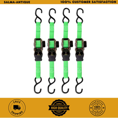 Retractable Ratchet Tie down Straps 4 PK 1,500Lb Break Strength 500Lb Safe Work