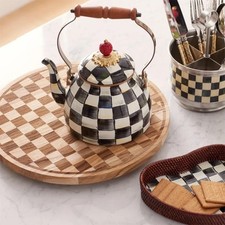 Mackenzie Childs Courtly Check Wood Lazy Susan