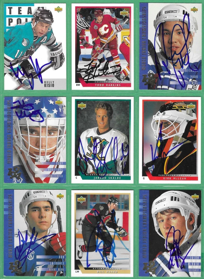 1993-94 Upper Deck Hockey *SIGNED* ~ 45 cards ~ Cheveldae, Lindgren, Blue - Image 3 of 4