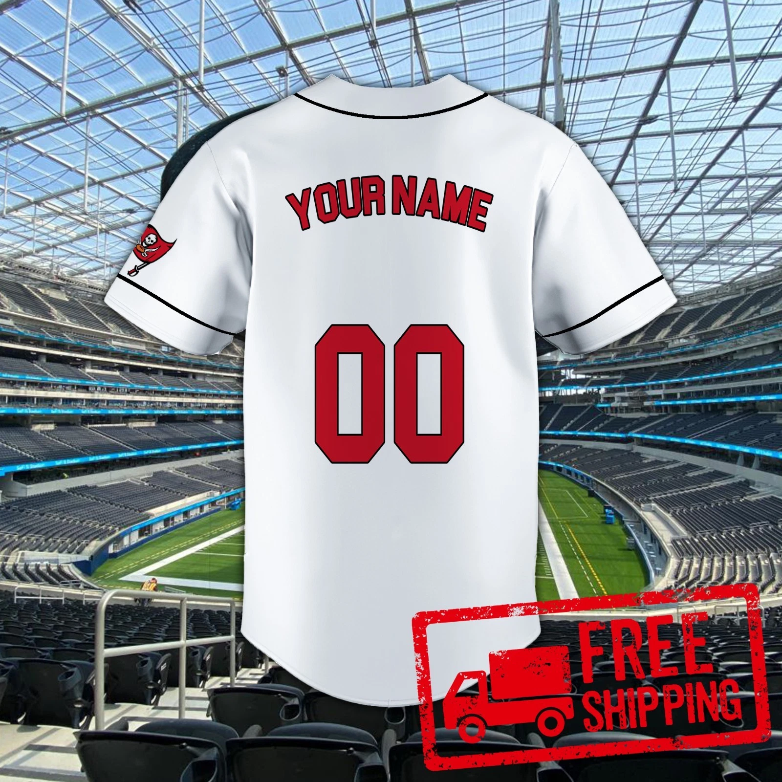 Custom Personalized, Buccaneerss Football AOP Baseball Jersey