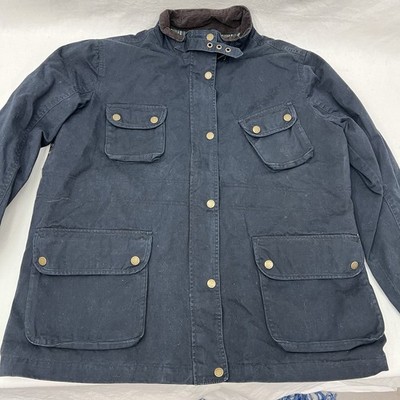 Orvis Jacket Mens XL Black Belted Field Coat Plaid Lined Cotton Outdoors Hunting