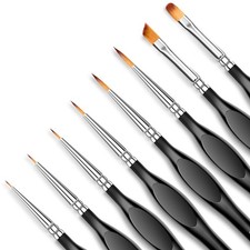 8-Piece Miniature Detail Paint Brushes Set - Precision Round Filbert  Angula...