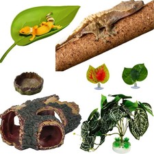 Crested Gecko Tank Accessories, Hanging Plants, Reptile Hide Caves Simulation...