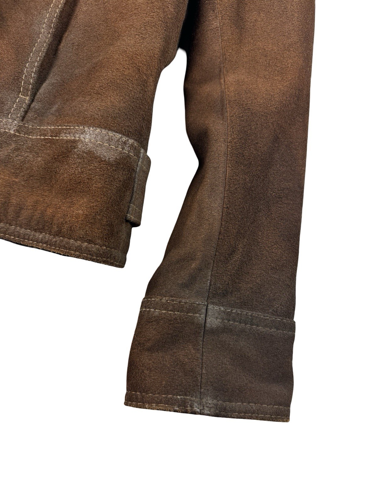 Sandro Suede Leather Shearling Lined Jacket Brown Size M image 4