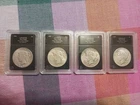 1924-s 1925-p 1926-d 1927-p Peace Silver Dollars.