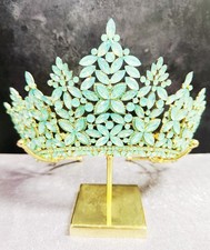 Princess Crown, Prom Headdress, Bridal Shower Headpiece, Green Gemstone Crown