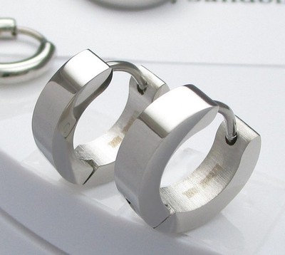 Edelstahl Ohrringe Herren Damen Ohrclicker Creolen Silber Glänzend Hochglänzend