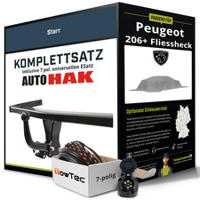 Für PEUGEOT 206+ Fliessheck Typ T3E Anhängerkupplung starr +eSatz 7pol uni 2009-