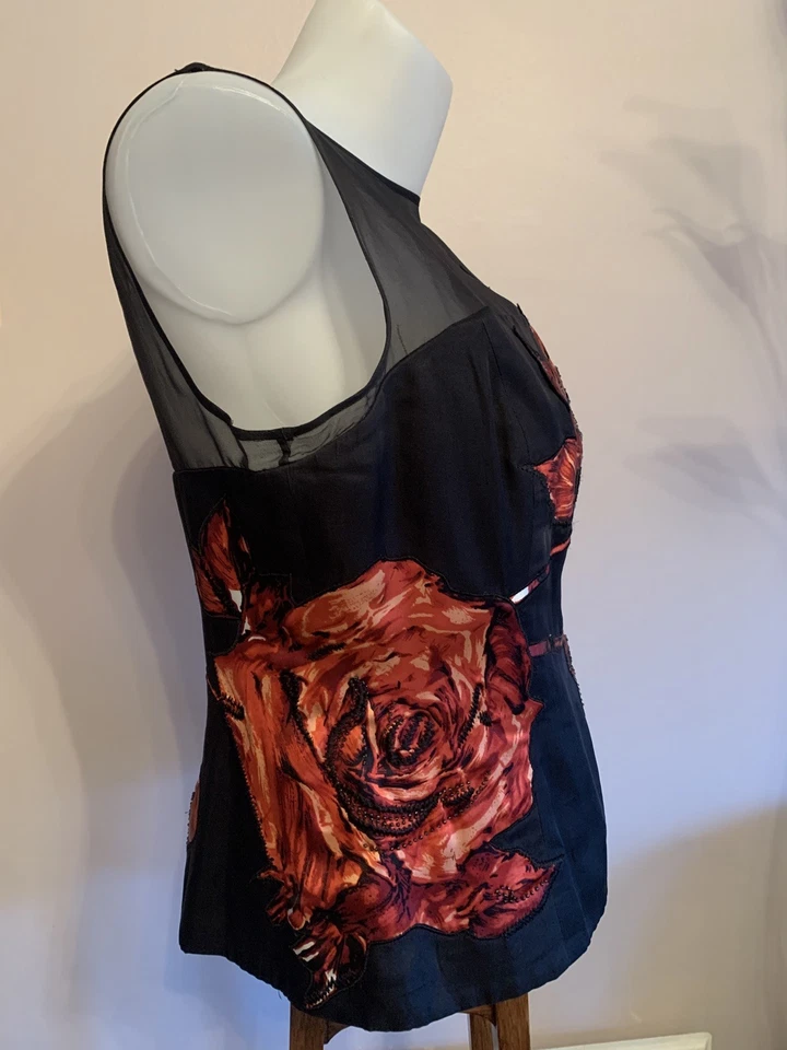 COAST Womens Bodice/corset Silk Top UK14-Beaded/Embroidered/Boned-Stunning - Image 4 of 4