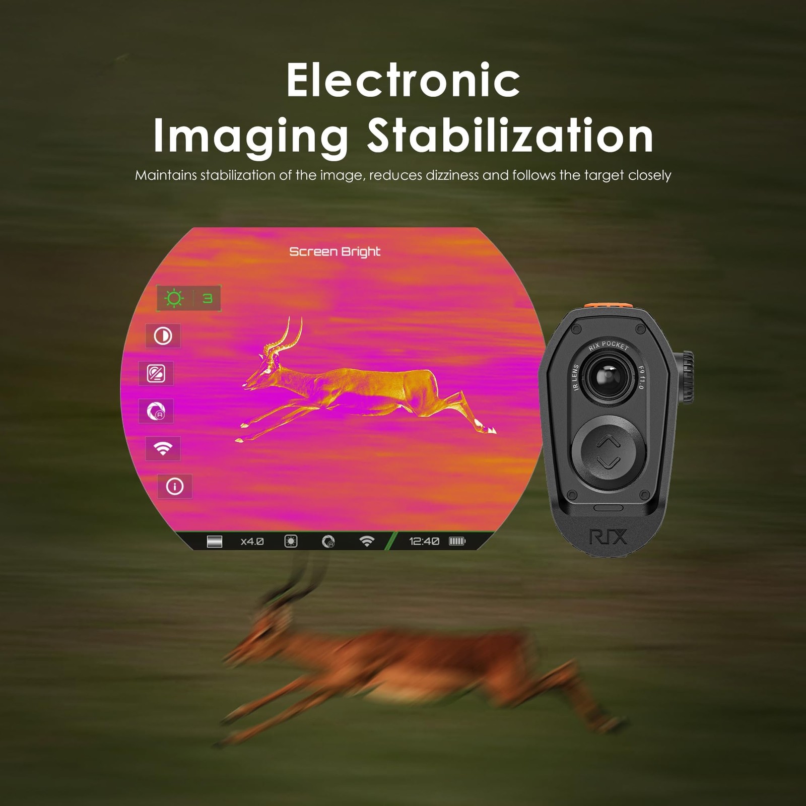 RIX Pocket K2 Portable Thermal Monocular for Hunting, 256x192 (50Hz), Wi-Fi, ...