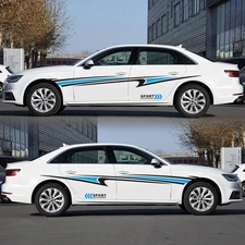 2 Pcs Car Side Sticker Long Stripe Graphic Auto Body Racing Sports Decals,Univer