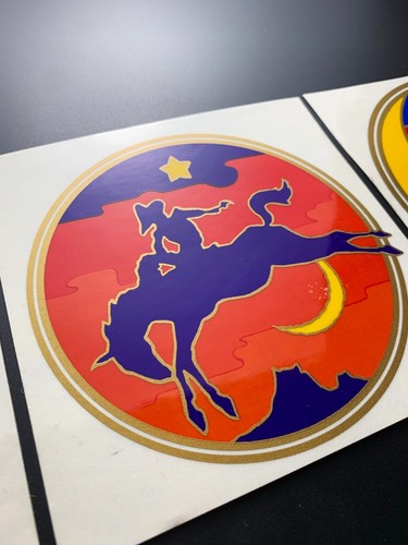 3 LARGE ILLUMINATIONS rainbow PRIDE SUN MOON COWBOY COSMIC VINTAGE STICKER DECAL - Picture 6 of 9