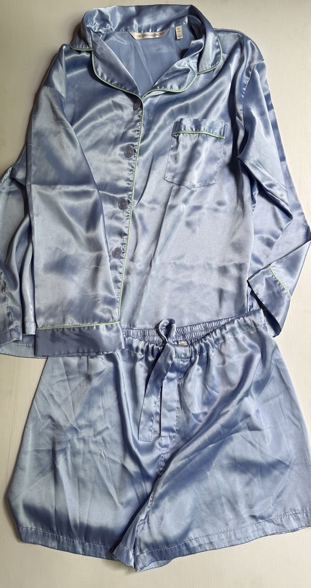 Victoria's Secret Satin Pajama Set Sz LARGE Long Sleeve Top