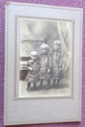 Vtg Antique 1900s 1910s Studio Portrait PHOTO Matching Dresses Sisters Girls
