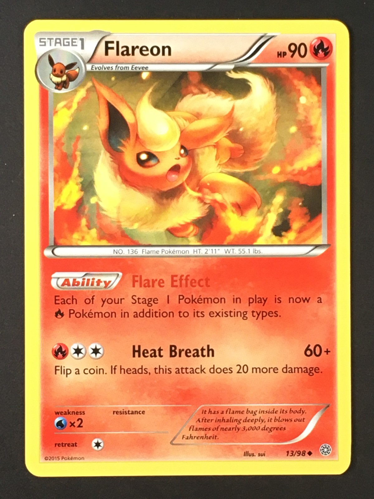 Pokemon TCG Flareon 13/98 XY Ancient Origins Regular Uncommon LP