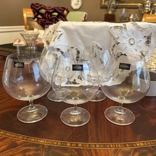 5 CRYSTALITE BOHEMIA Brandy/ Cognac Glasses 6"