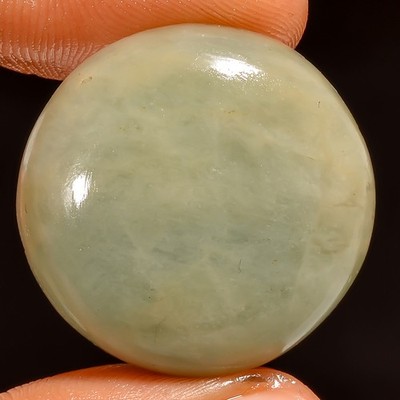 100% Natural Aquamarine Round Shape Cabochon Gemstone 48 Ct. 27X27X8 mm EE-53383