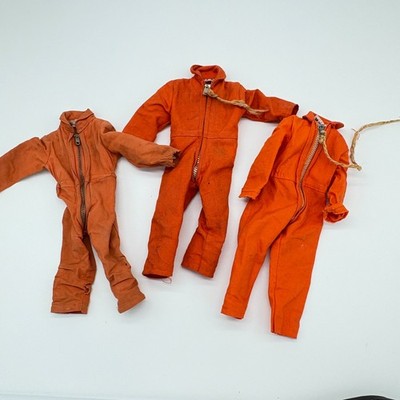 THREE GI Joe Adventure Team  Orange Jump Suit Jumpsuit Vintage White Tag
