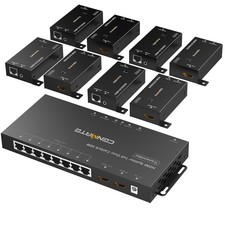 1x8 HDMI Extender Splitter, Up to 165FT Over CAT5e/6/7, 8 Channel Transmissio...