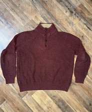 G H Bass Co Men  s 1/4 Button Maroon Pullover Knitted Sweater L