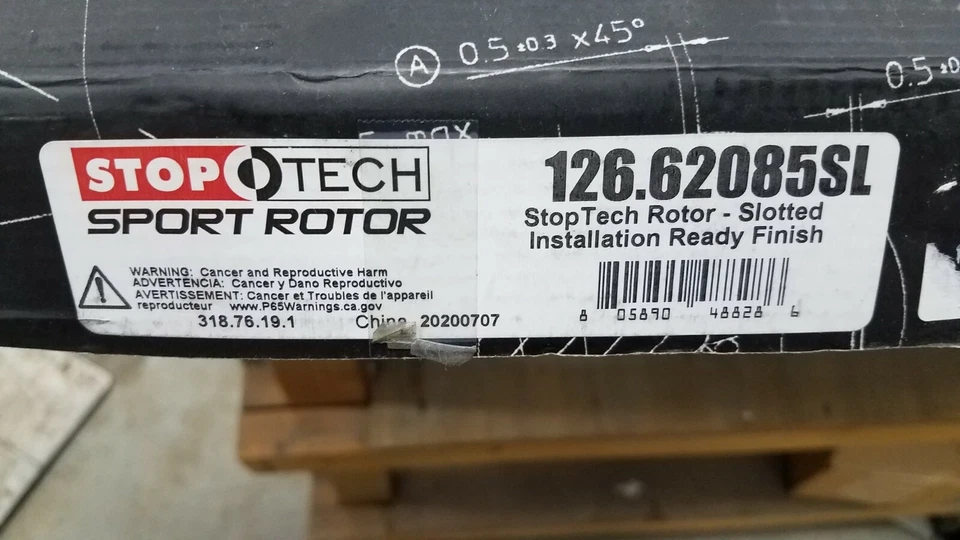 STOPTECH 126.62085SL SPORT SLOTTED FRONT DRIVERS SIDE BRAKE ROTOR NIB - Image 2 of 4