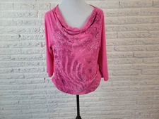Style & Co Women Top PXL Petite Extra Large XL 3/4 Sleeve Studs Pink Cowl