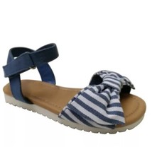 WONDER NATION Youth Girls Casual Denim/White Bow Ankle Strap Sandals Sz 5 NWT