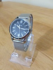 Women's TIMEX Silver Tone Elevated Classics Black Dial Watch, Mesh Band, T2N680