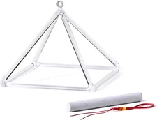 CVNC 10 Inch Quartz Clear Crystal Singing Pyramid Bowl Sound W/Bag  Healing Bath