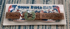 NEW VINTAGE ROUGH RIDER BOYS GIRLS DUNGAREE WESTERN COWBOY BELT BUCKLE LEATHER