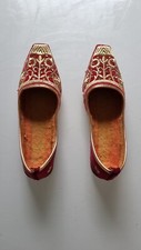 Old Slippers, Golden Aladdin Shoes. Middle East. Ancient Oriental Shoes