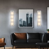 Wandleuchte Wohnzimmerlampe Flurleuchte Led Chrom Glas Teilsatiniert 2Er Set