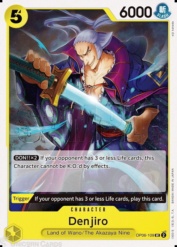 OP06-109 Denjiro : Uncommon One Piece English TCG Card : OP06: Wings Of The Capt