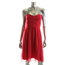 Ralph Lauren ~ Coral Chiffon Sweetheart Fit & Flare Party Dress 0 NEW $190