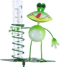 Frog Rain Gauge Garden Metal Stake Decorative Outdoor Yard Decor