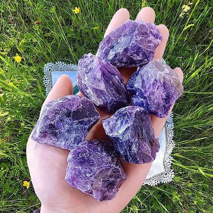 1/2 lb Bulk Amethyst Rough Stones Large 2" Natural Raw Reiki Healing