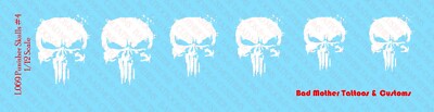 1/12 Scale Custom Waterslide Decals: Punisher Inspired Logos design 4 (White)
