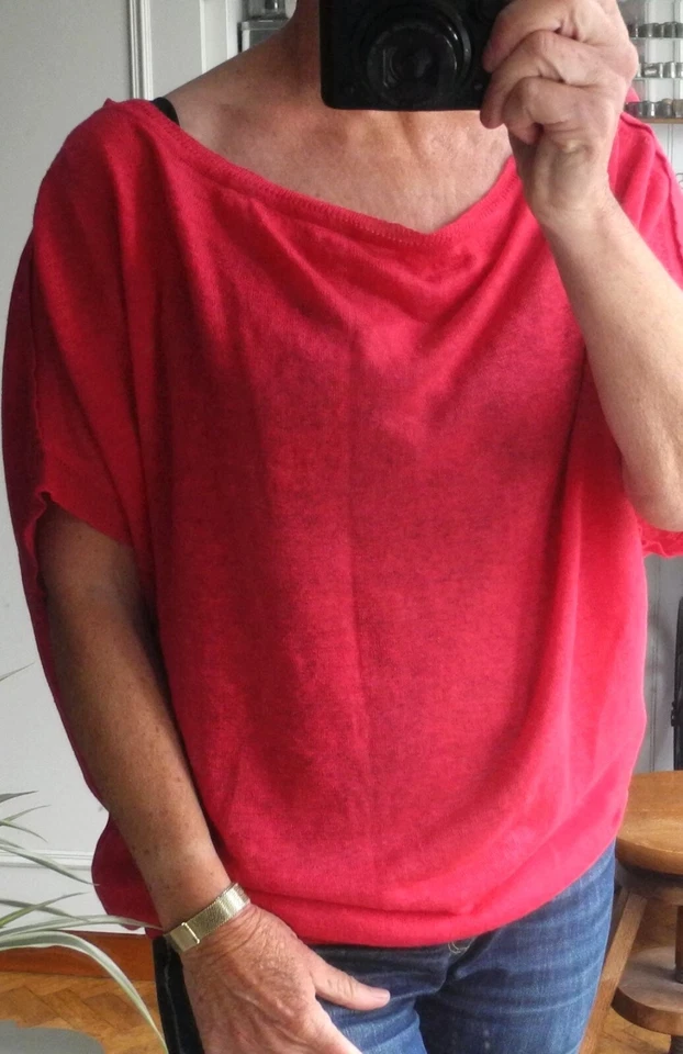 Pull/ top en lin rose MANOUKIAN S pour 38 40 42 car coupe chauve souris - Photo 1/4